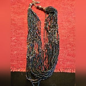 Dark Beaded Costume Necklace.